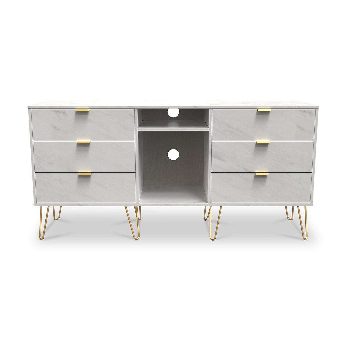 Moreno Marble 6 Drawer Sideboard Cabinet