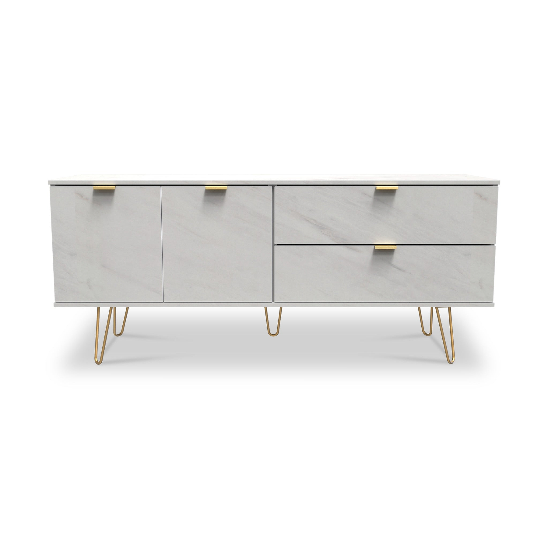Moreno Marble Effect 2 Drawer 2 Door Wide Sideboard