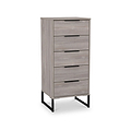 Ashbourne 5 Drawer Tallboy Grey Oak from Roseland Furniture