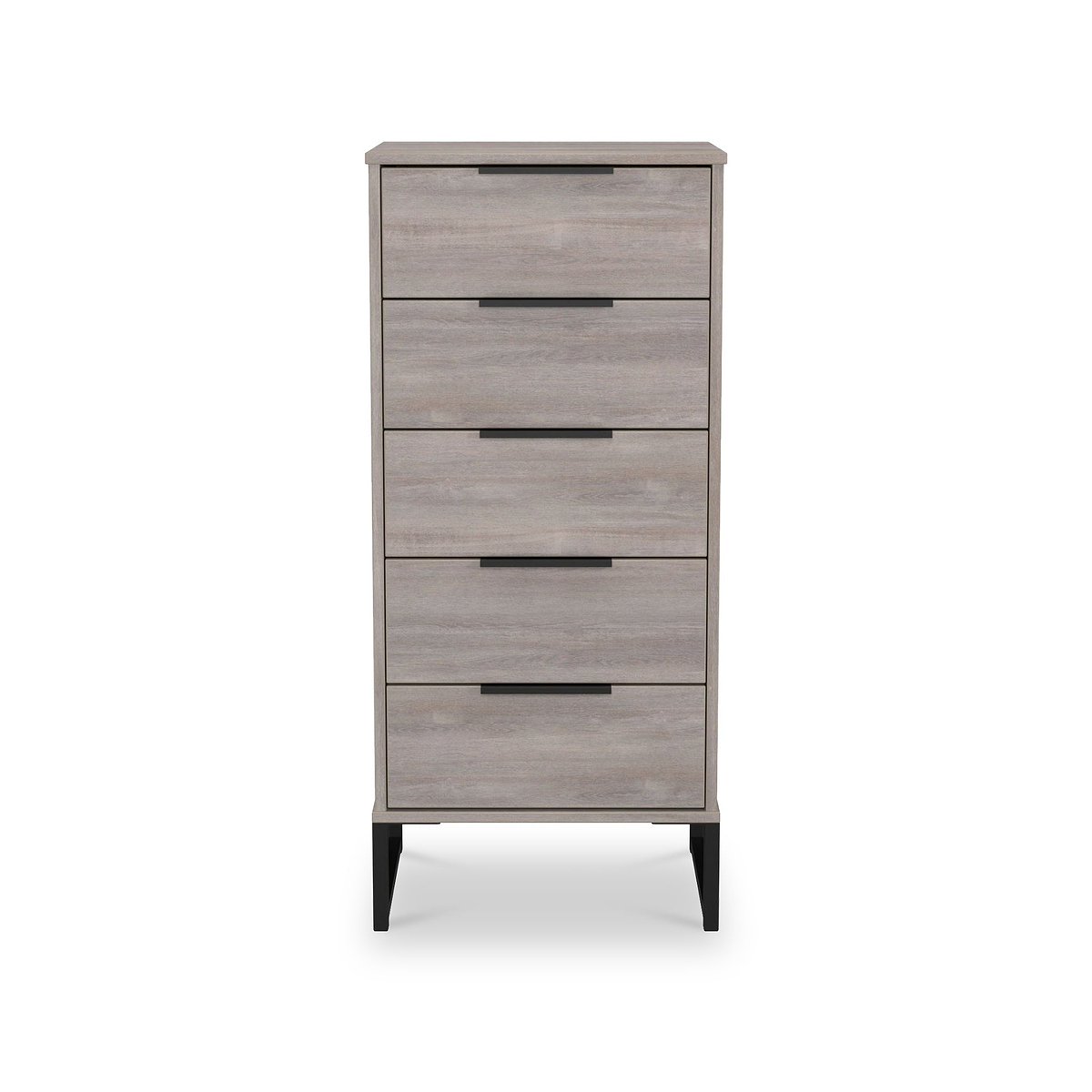 Ashbourne 5 Drawer Tallboy Grey Oak from Roseland Furniture