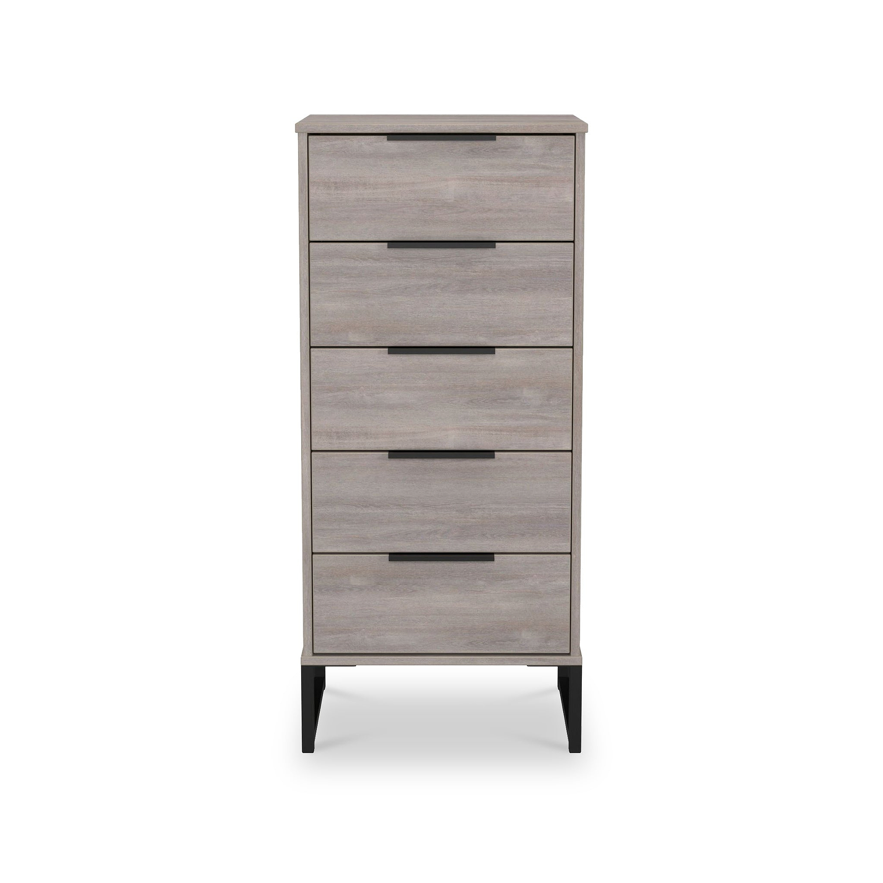 Ashbourne 5 Drawer Tallboy Grey Oak from Roseland Furniture
