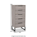 Ashbourne 5 Drawer Tallboy Grey Oak from Roseland Furniture