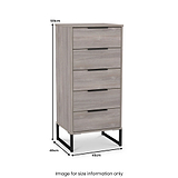 Ashbourne 5 Drawer Tallboy Grey Oak from Roseland Furniture