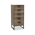 Ashbourne 5 Drawer Tallboy Vintage Oak from Roseland Furniture