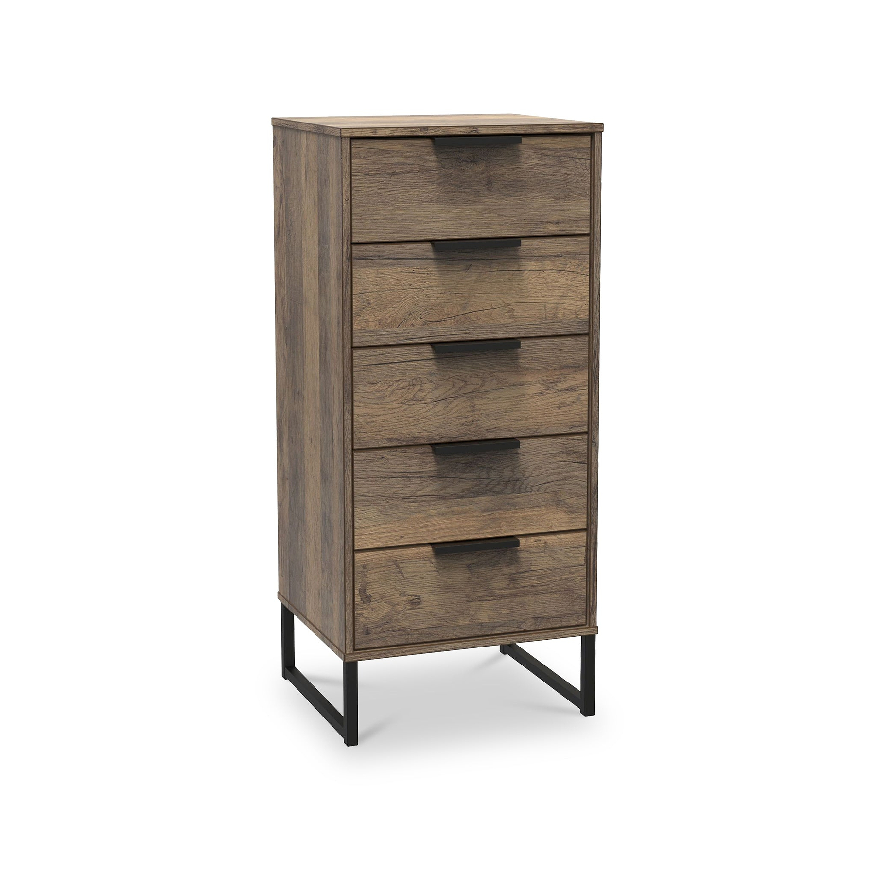 Ashbourne 5 Drawer Tallboy Vintage Oak from Roseland Furniture