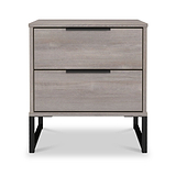 Ashbourne 2 Drawer Bedside Grey Oak from Roseland Furniture