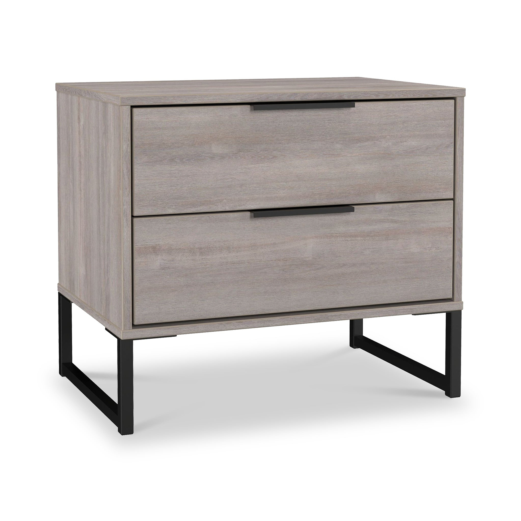 Ashbourne 2 Drawer Side Table Grey Oak from Roseland Furniture