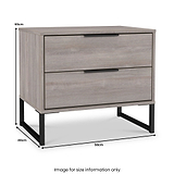 Ashbourne 2 Drawer Side Table Grey Oak from Roseland Furniture