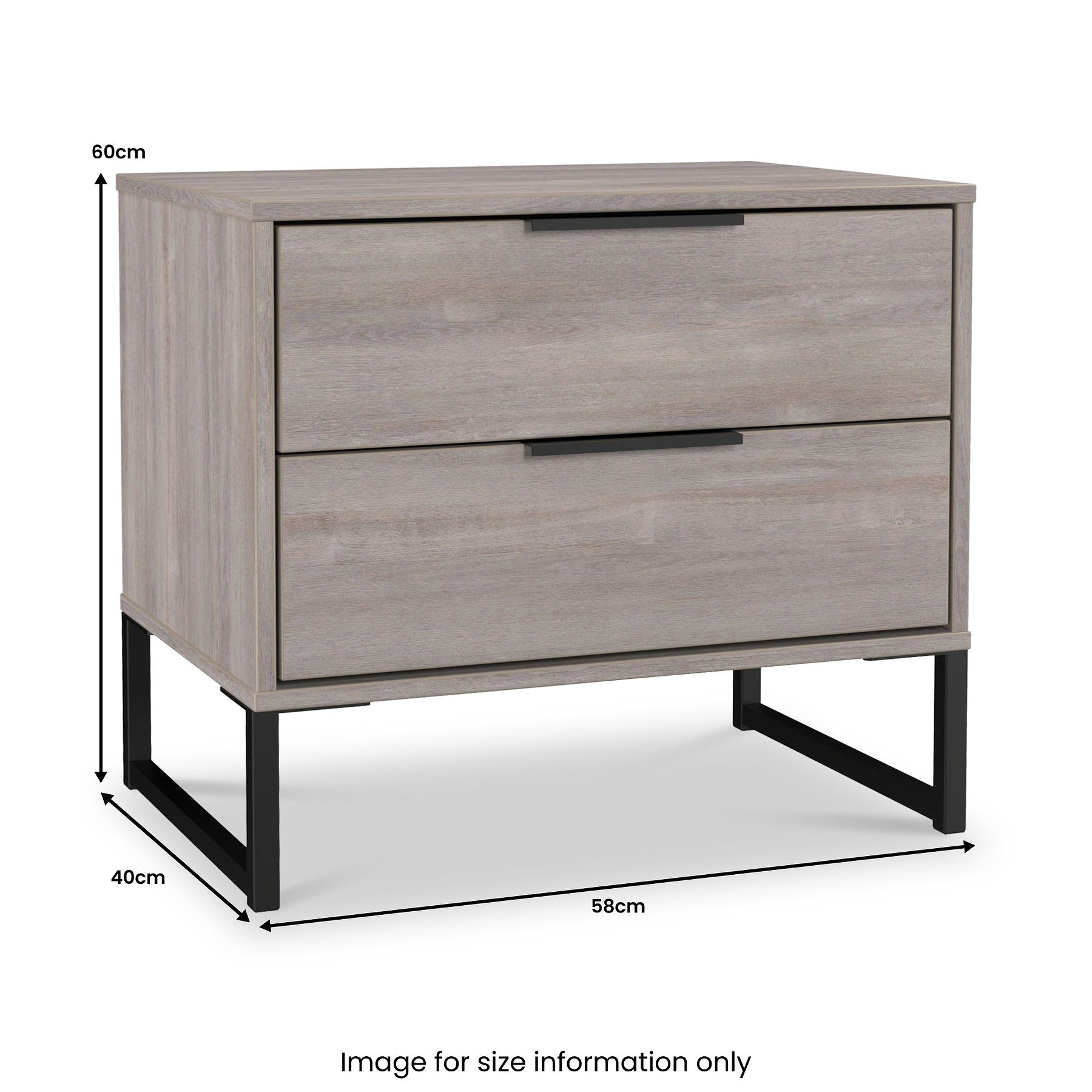 Ashbourne 2 Drawer Side Table Grey Oak from Roseland Furniture