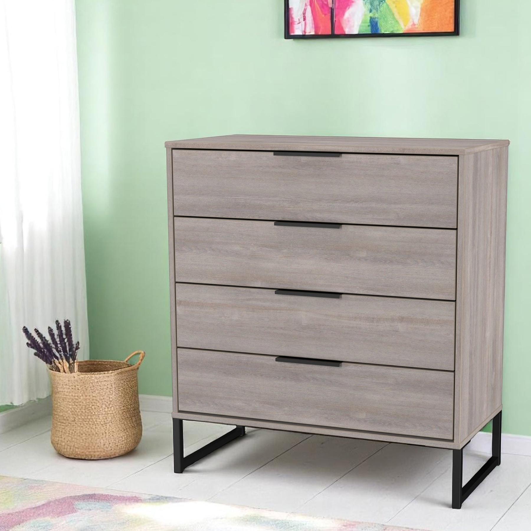 Ashbourne 4 Drawer Chest Grey Oak from Roseland Furniture