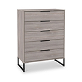 Ashbourne 5 Drawer Chest Grey Oak from Roseland Furniture