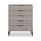 Ashbourne 5 Drawer Chest Grey Oak from Roseland Furniture