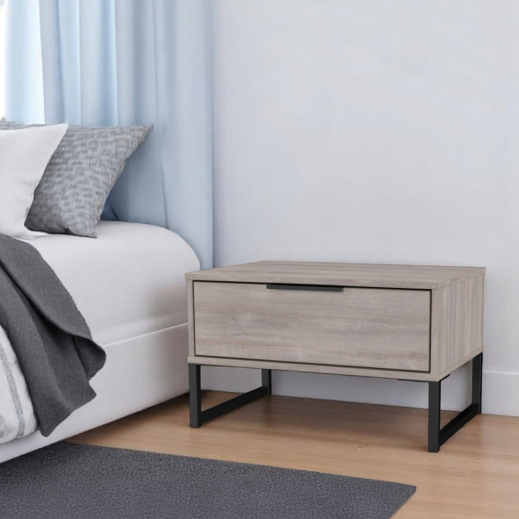 Ashbourne 1 Drawer Side Table Grey Oak from Roseland Furniture