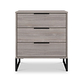 Ashbourne 3 Drawer Chest Grey Oak from Roseland Furniture