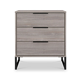 Ashbourne 3 Drawer Chest Grey Oak from Roseland Furniture