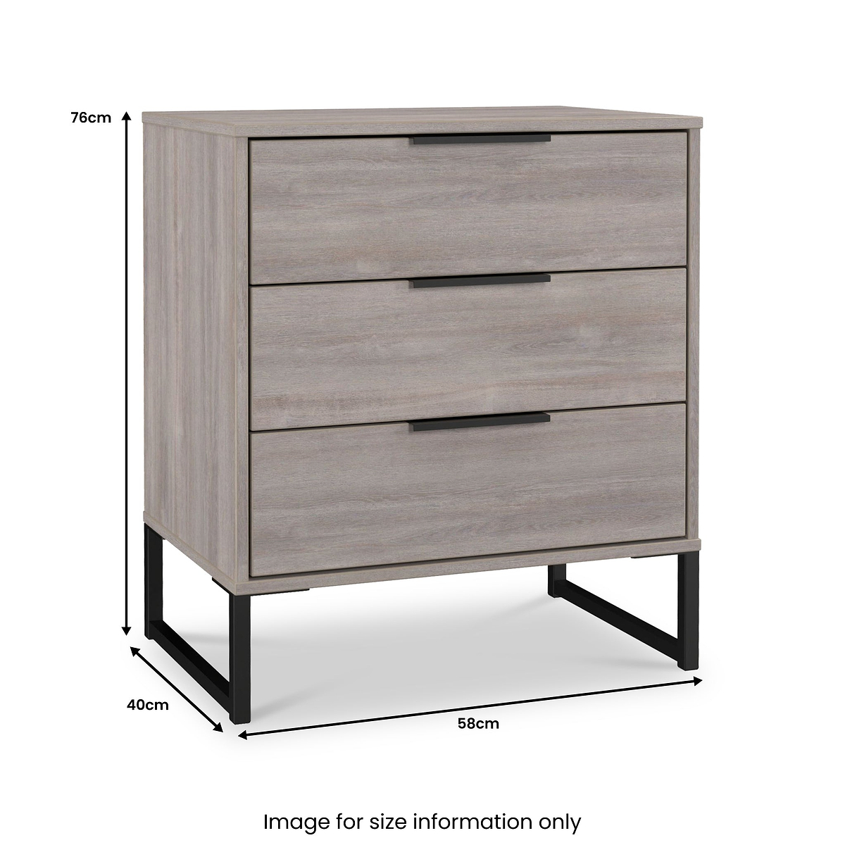 Ashbourne 3 Drawer Chest Grey Oak from Roseland Furniture