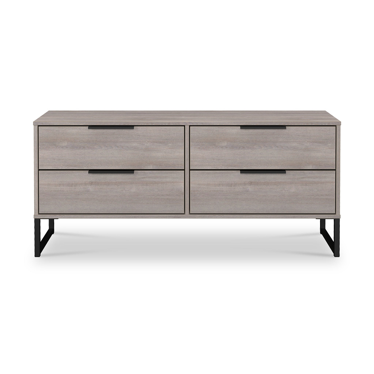 Ashbourne Grey Oak 4 Drawer Low Storage Unit from Roseland Furniture