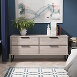 Ashbourne Grey Oak 4 Drawer Low Storage Unit from Roseland Furniture