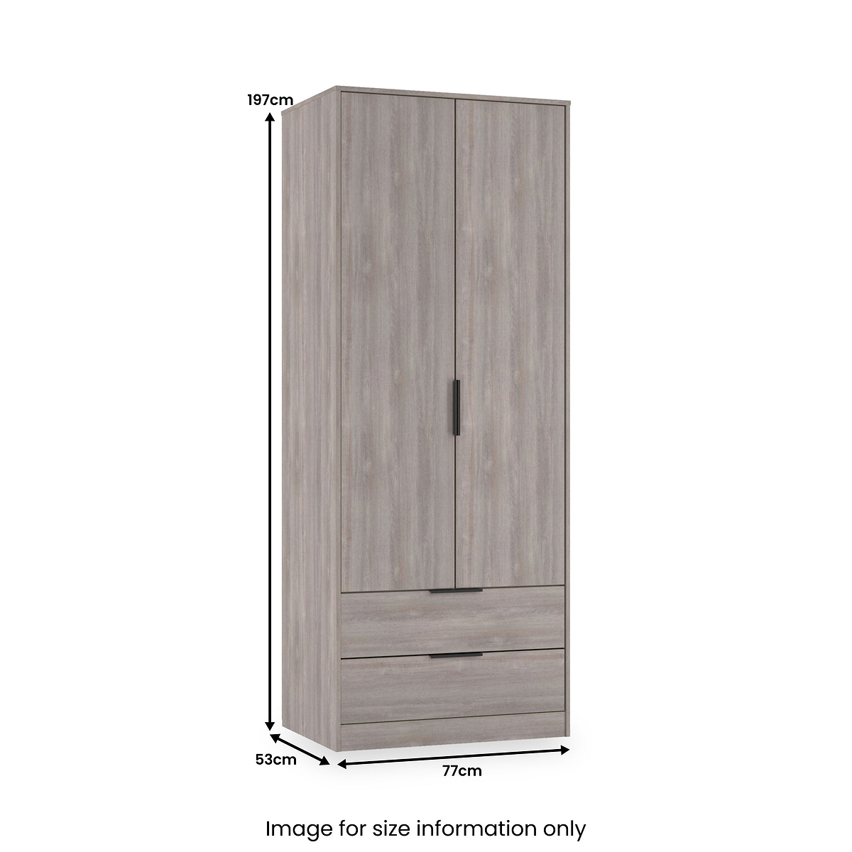 Ashbourne Double Wardrobe 2 Drawers Grey Oak from Roseland Furniture