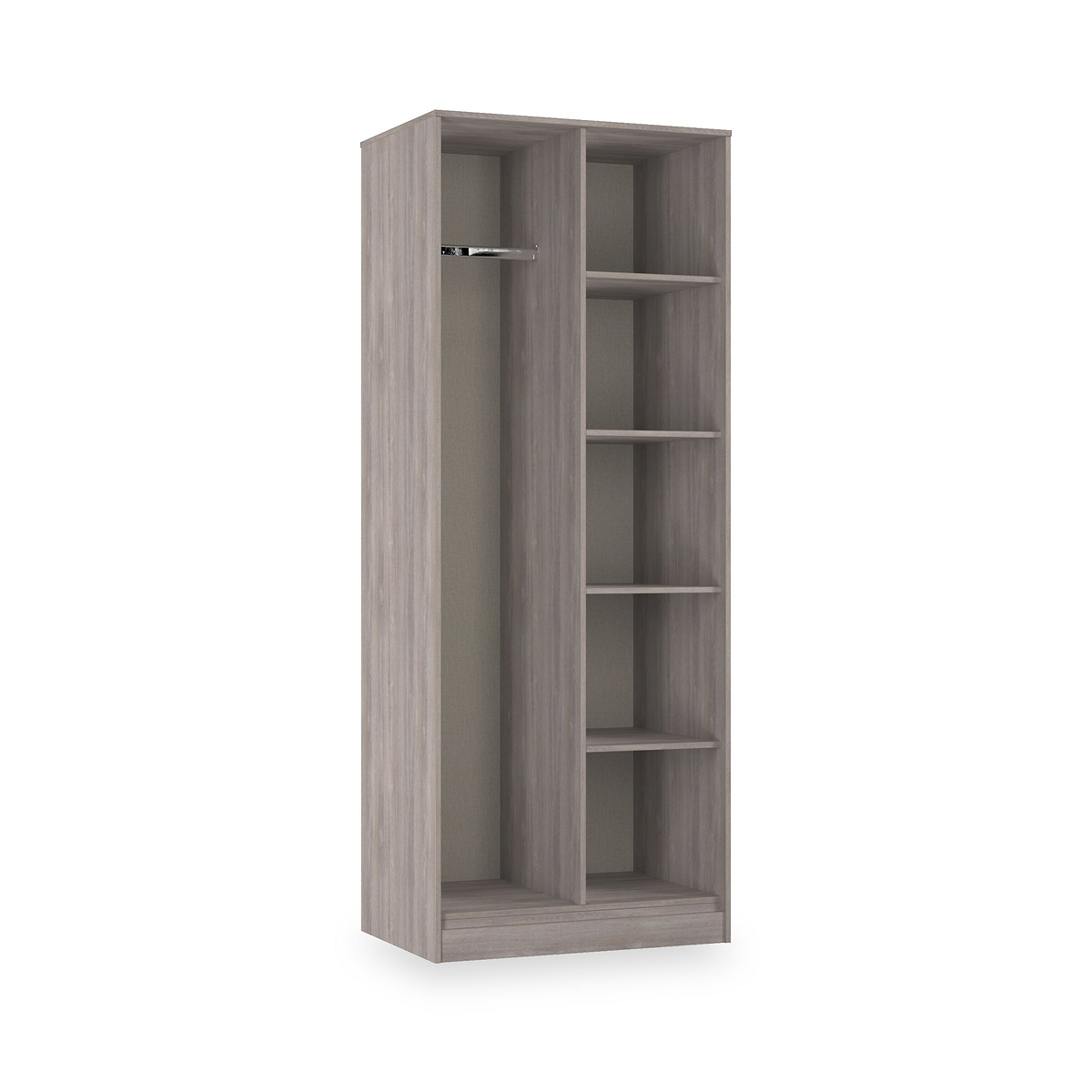 Ashbourne Open Shelf Wardrobe Grey Oak from Roseland Furniture