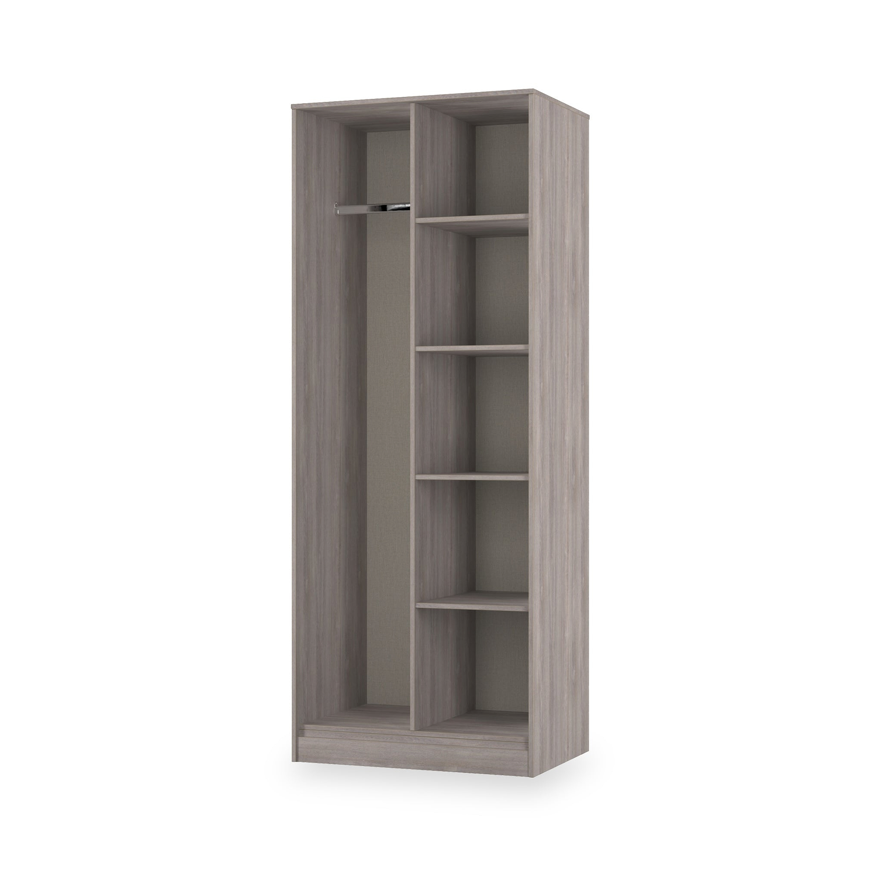 Ashbourne Open Shelf Wardrobe Grey Oak from Roseland Furniture