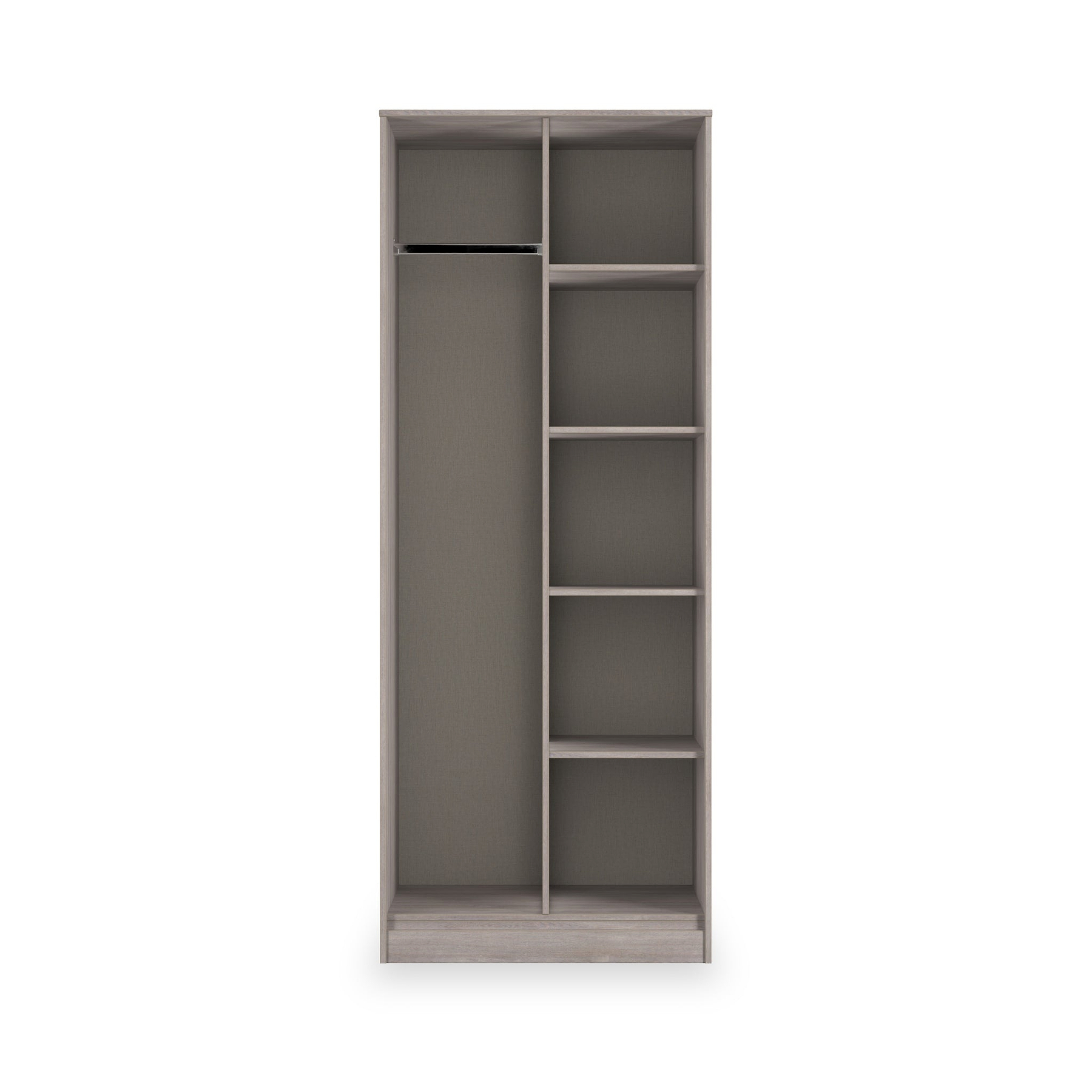 Ashbourne Open Shelf Wardrobe Grey Oak from Roseland Furniture