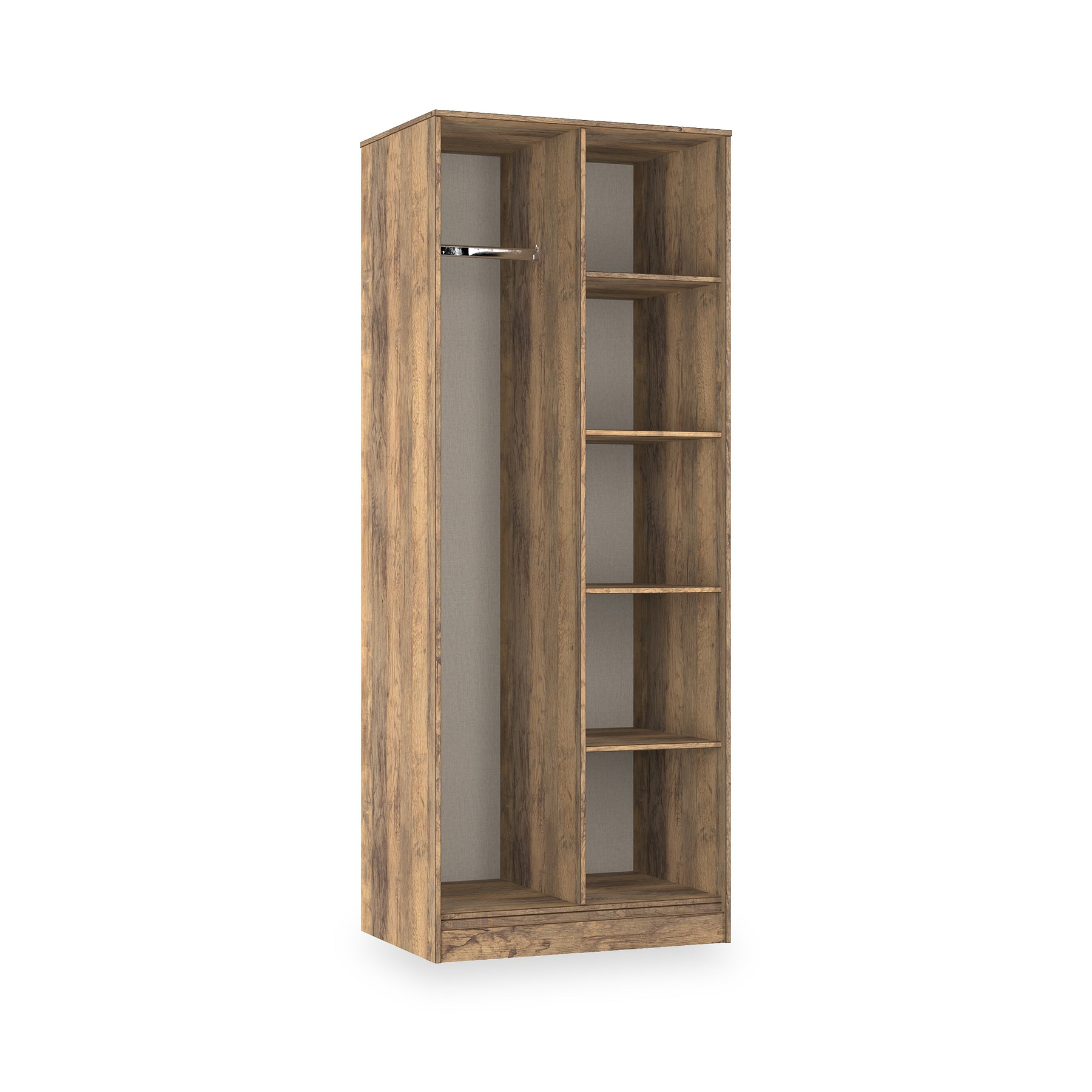 Ashbourne Open Shelf Wardrobe Vintage Oak from Roseland Furniture