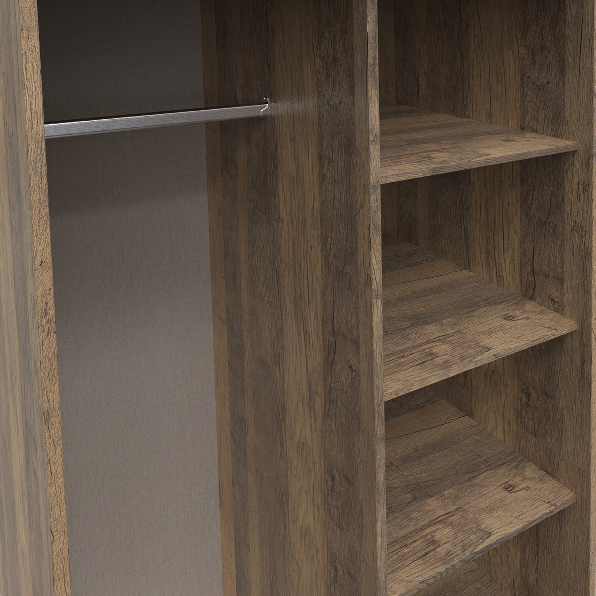 Ashbourne Open Shelf Wardrobe Vintage Oak from Roseland Furniture