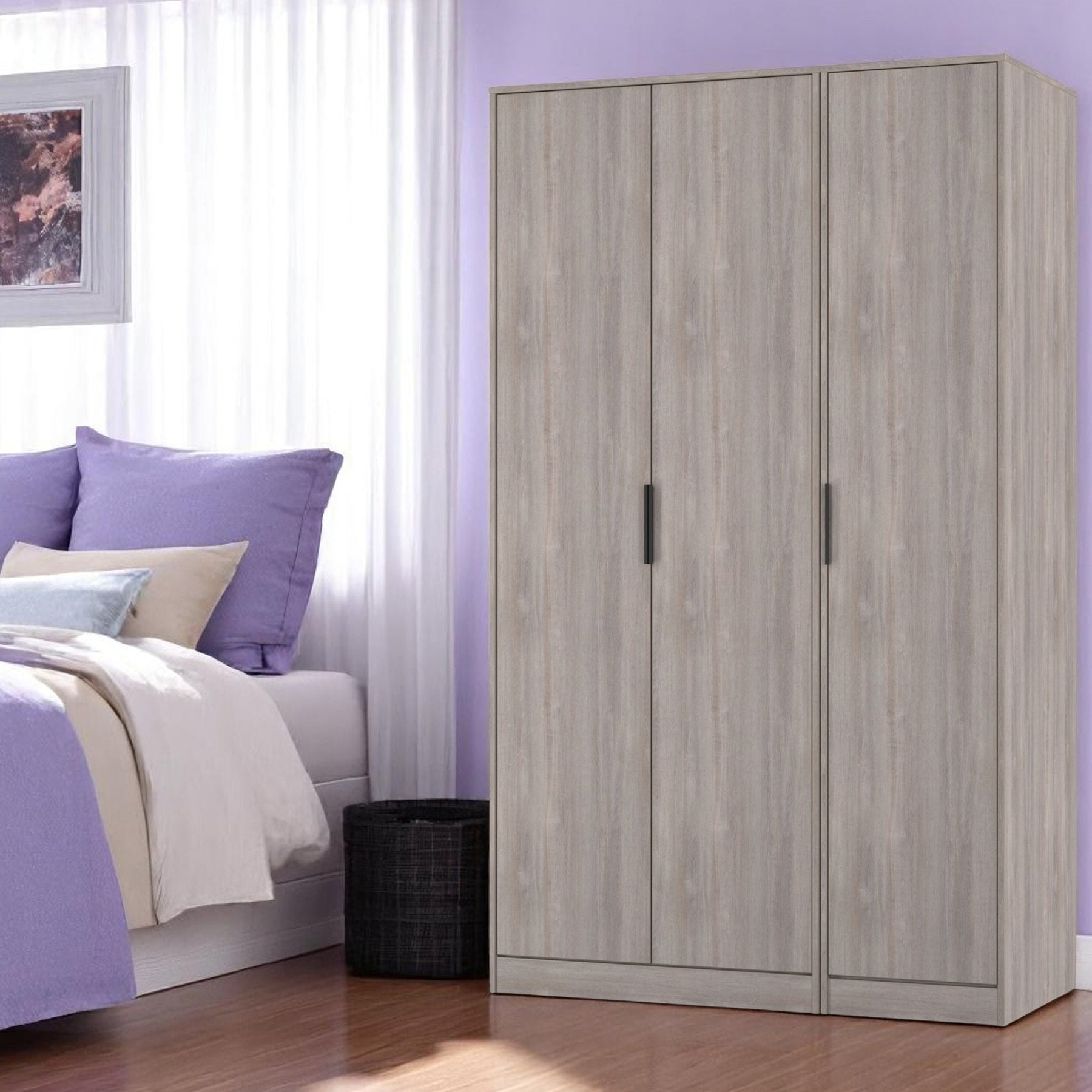 Ashbourne Triple Wardrobe Grey Oak from Roseland Furniture