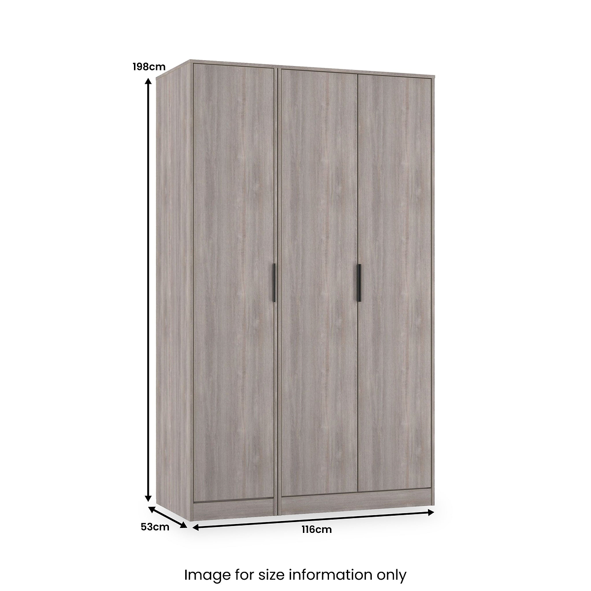 Ashbourne Triple Wardrobe Grey Oak from Roseland Furniture