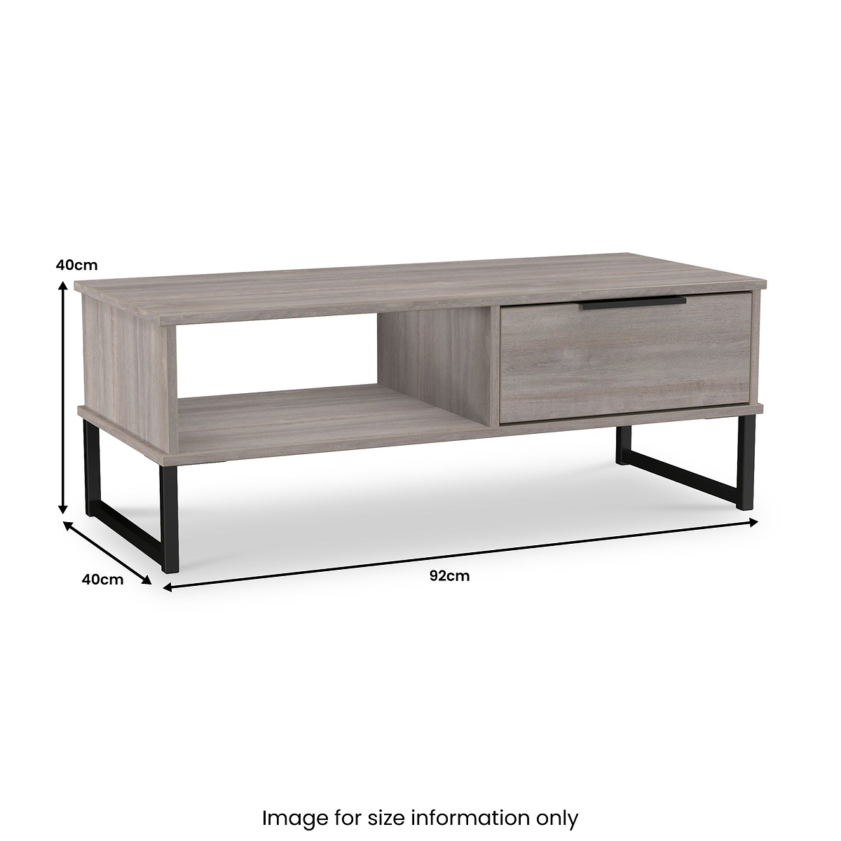 Ashbourne 1 Drawer Coffee Table Grey Oak from Roseland Furniture