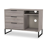 Ashbourne 3 Drawer TV Unit Grey Oak from Roseland Furniture