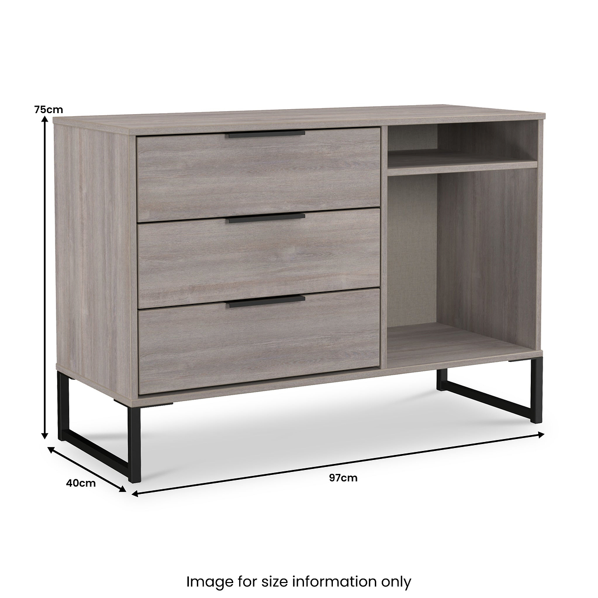 Ashbourne 3 Drawer TV Unit Grey Oak from Roseland Furniture