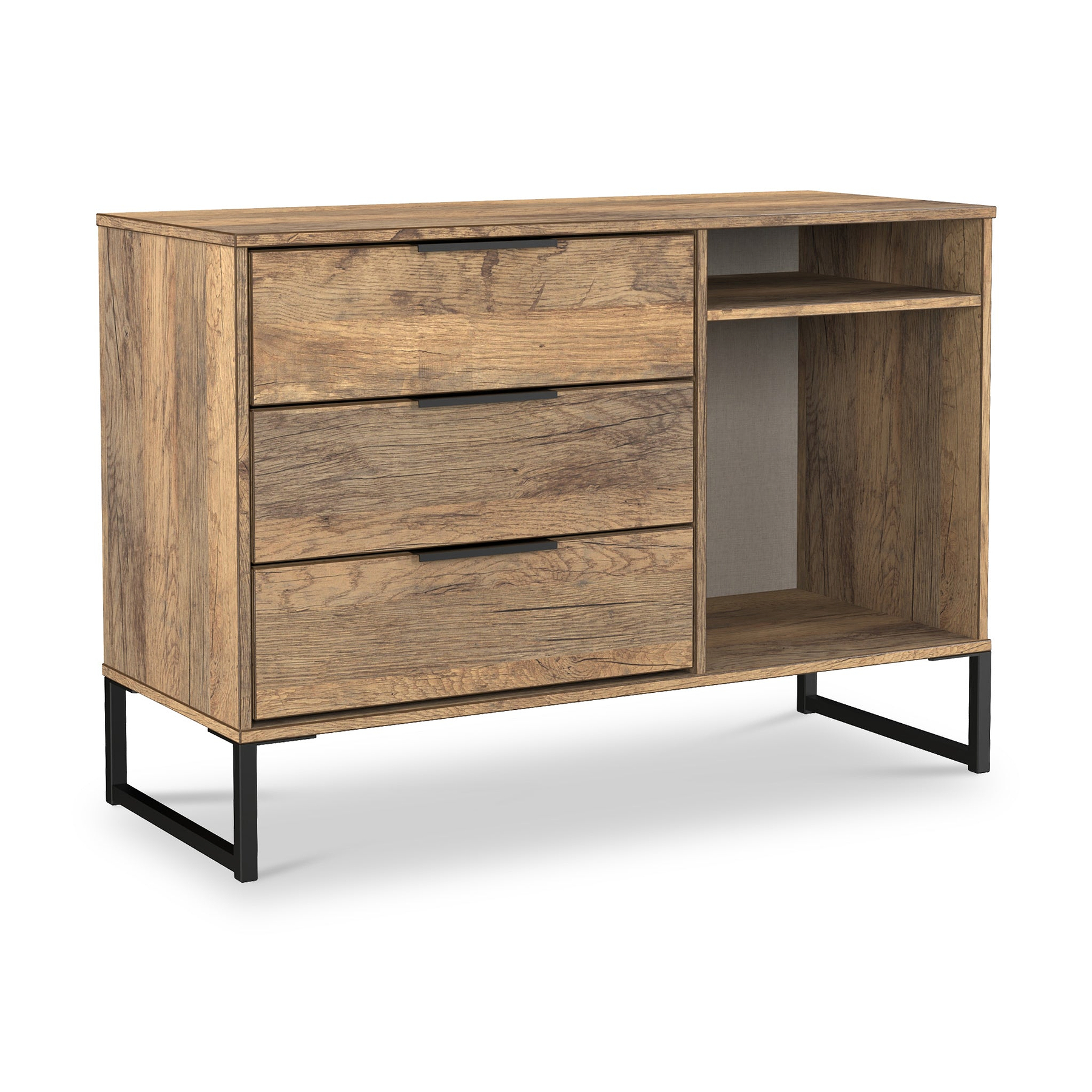 Ashbourne 3 Drawer TV Unit Vintage Oak from Roseland Furniture