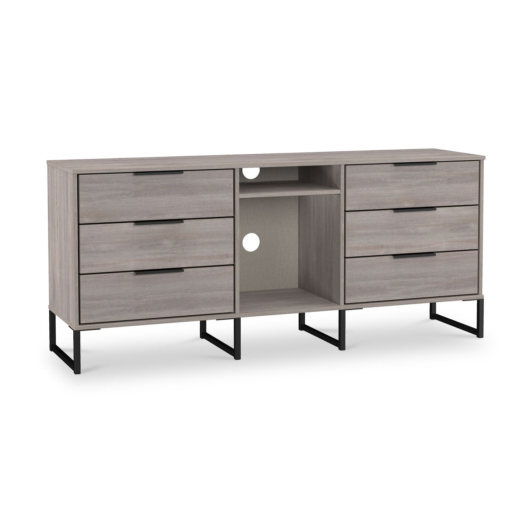 Ashbourne 6 Drawer TV Unit Grey Oak from Roseland Furniture