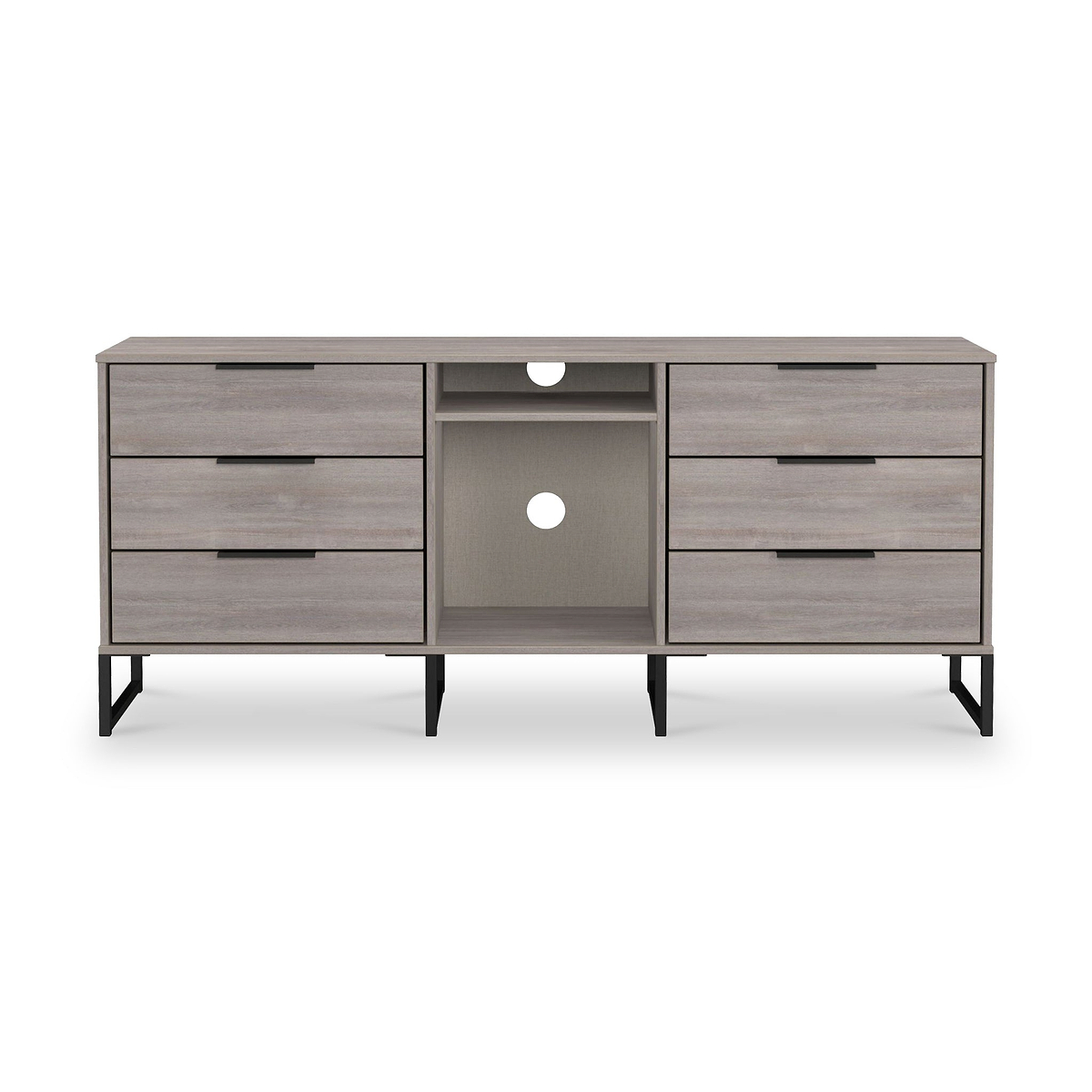 Ashbourne 6 Drawer TV Unit Grey Oak from Roseland Furniture