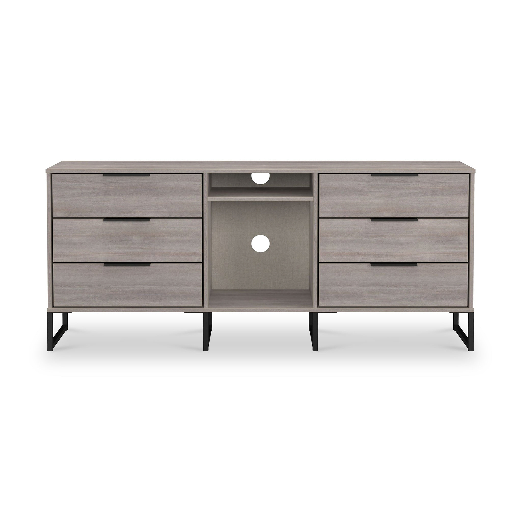 Ashbourne 6 Drawer TV Unit Grey Oak from Roseland Furniture
