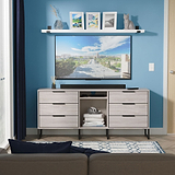 Ashbourne 6 Drawer TV Unit Grey Oak from Roseland Furniture