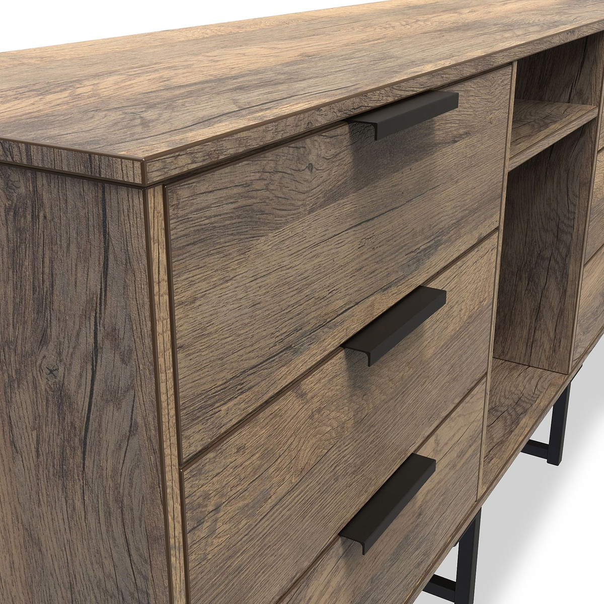 Ashbourne 6 Drawer TV Unit Vintage Oak from Roseland Furniture