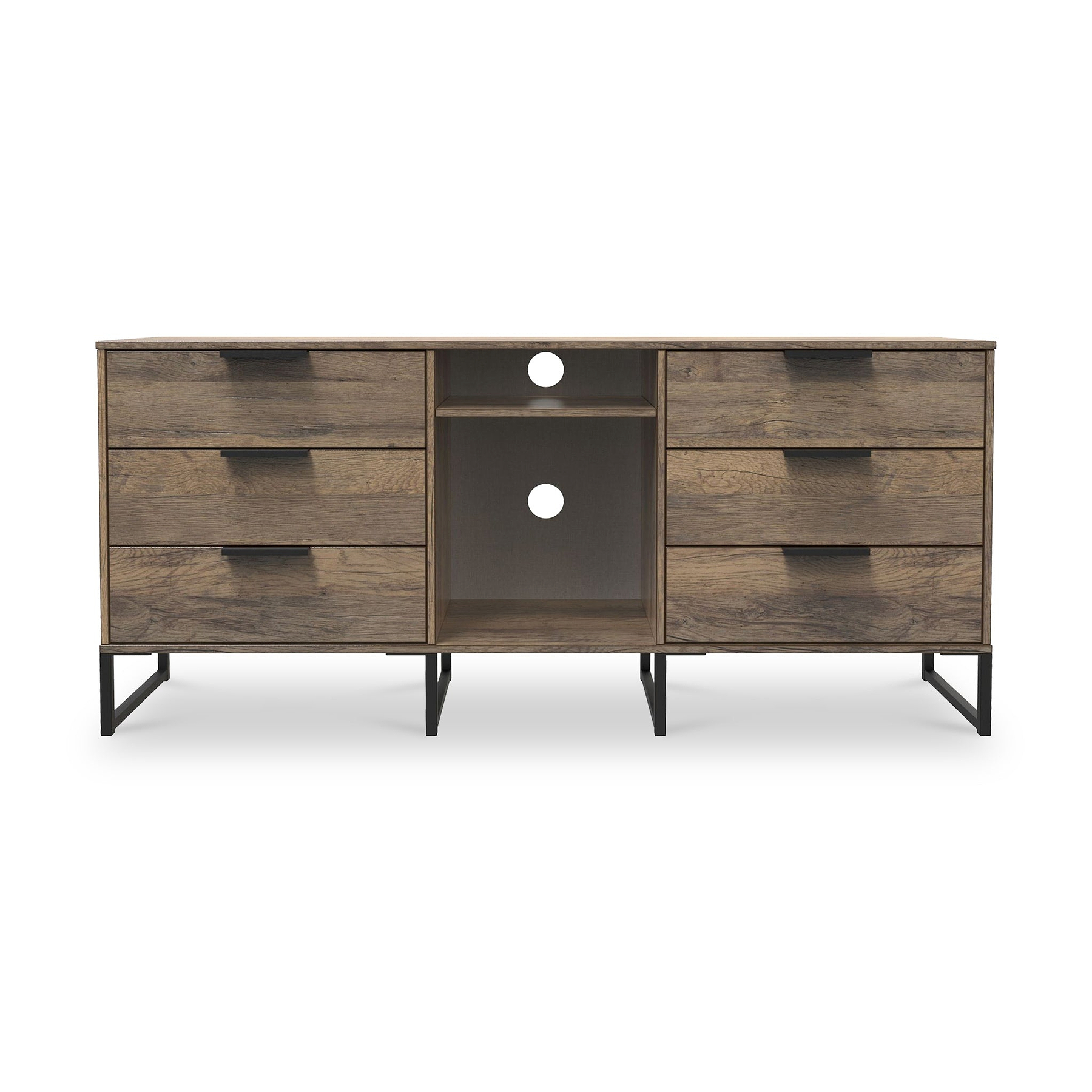 Ashbourne 6 Drawer TV Unit Vintage Oak from Roseland Furniture