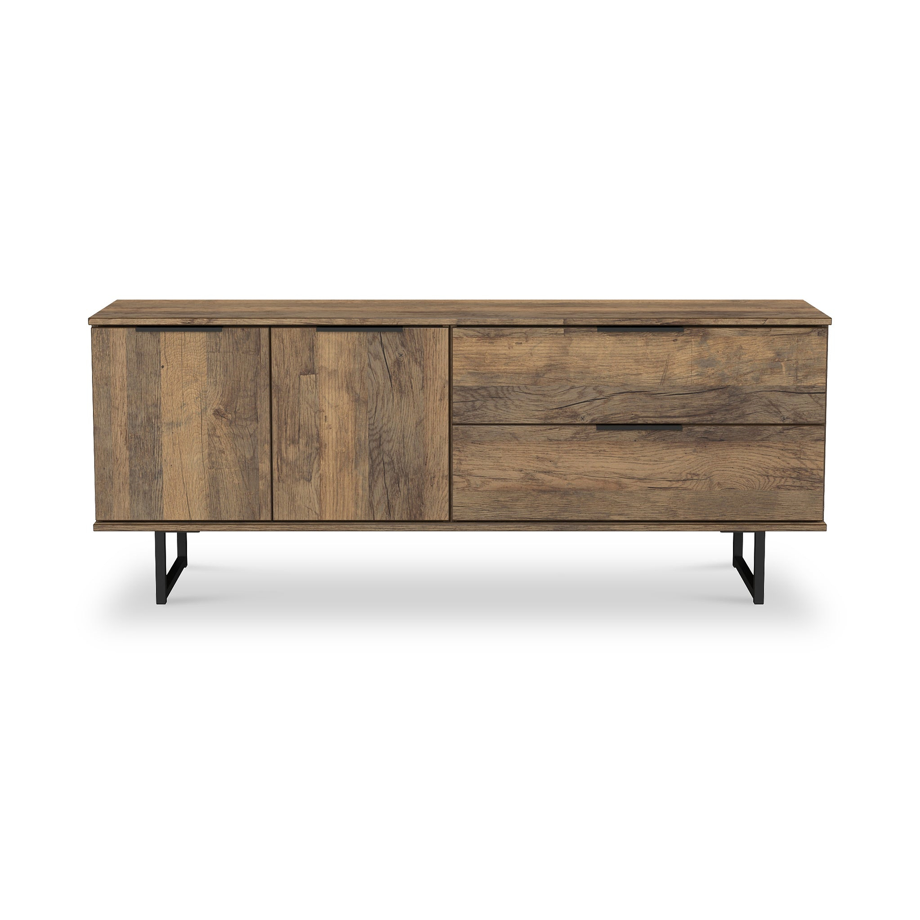Ashbourne 2 Drawer 2 Door Sideboard Vintage Oak from Roseland Furniture