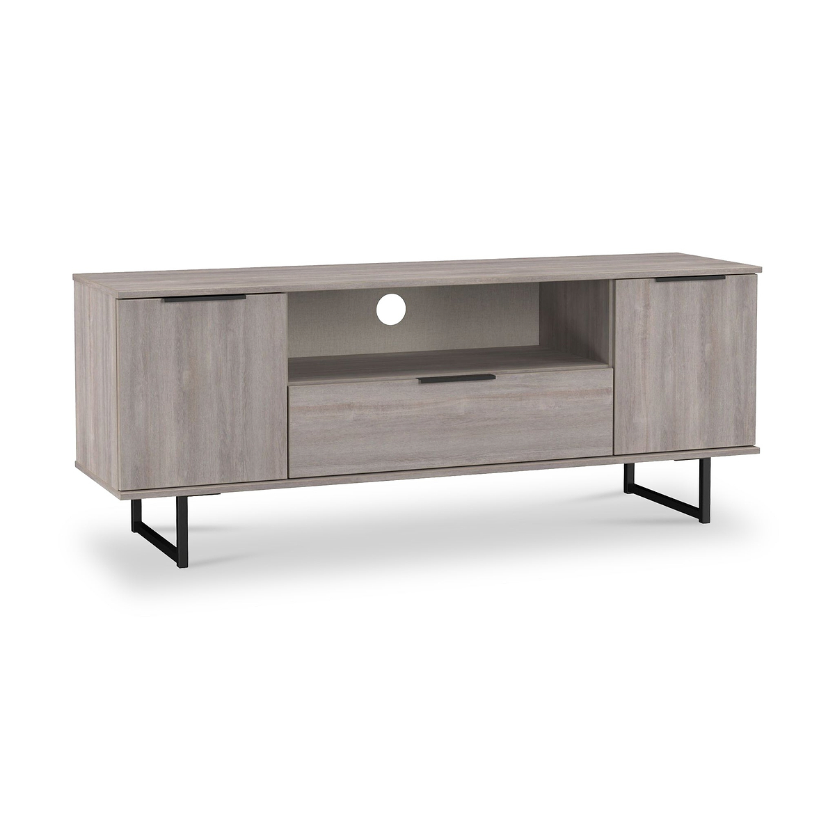 Ashbourne 2 Door 1 Drawer Wide TV Unit Grey Oak from Roseland Furniture