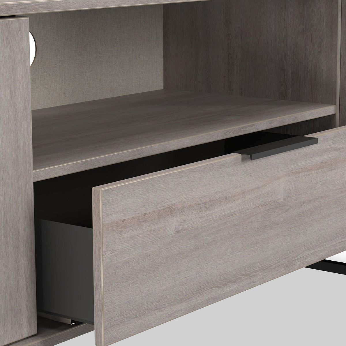 Ashbourne 2 Door 1 Drawer Wide TV Unit Grey Oak from Roseland Furniture