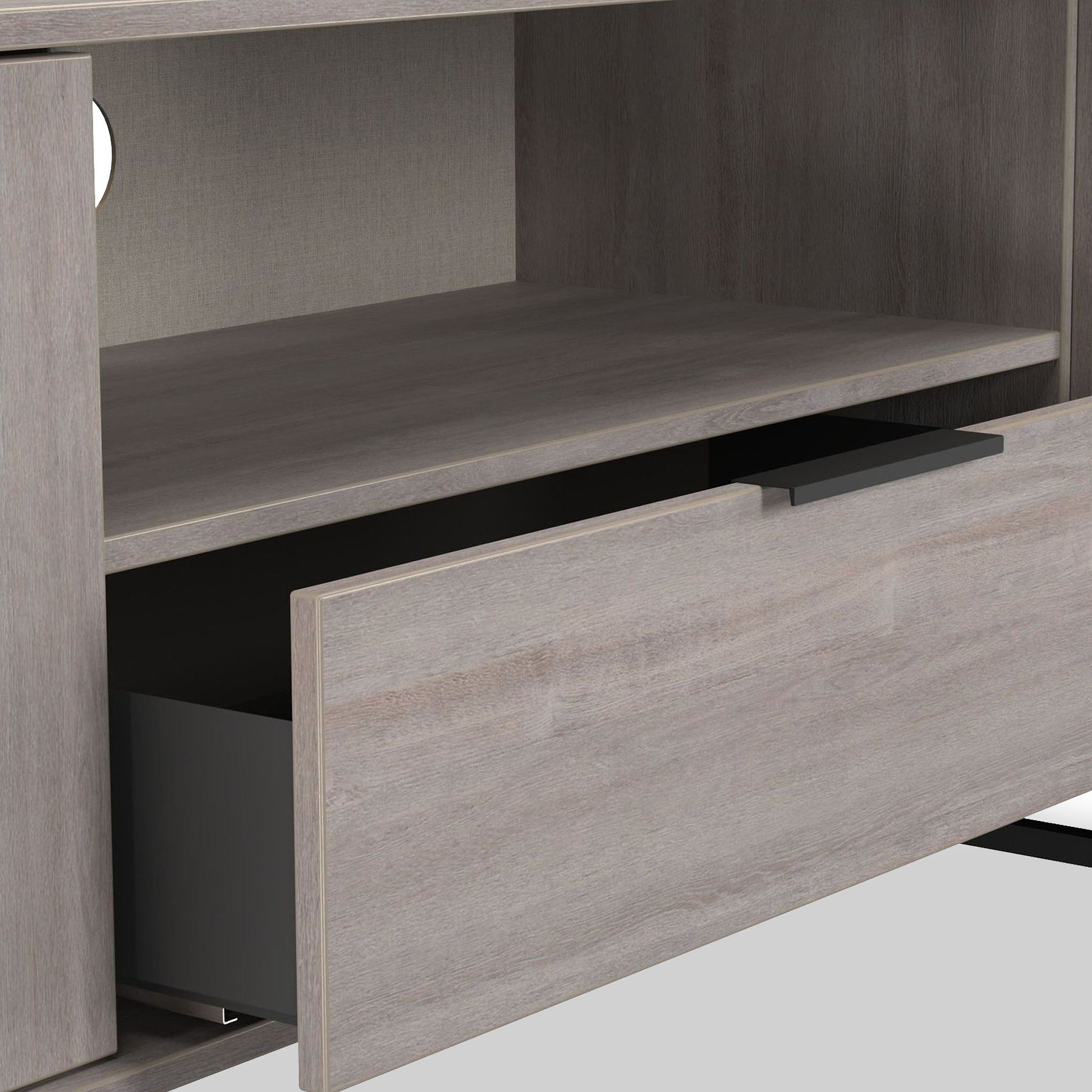 Ashbourne 2 Door 1 Drawer Wide TV Unit Grey Oak from Roseland Furniture