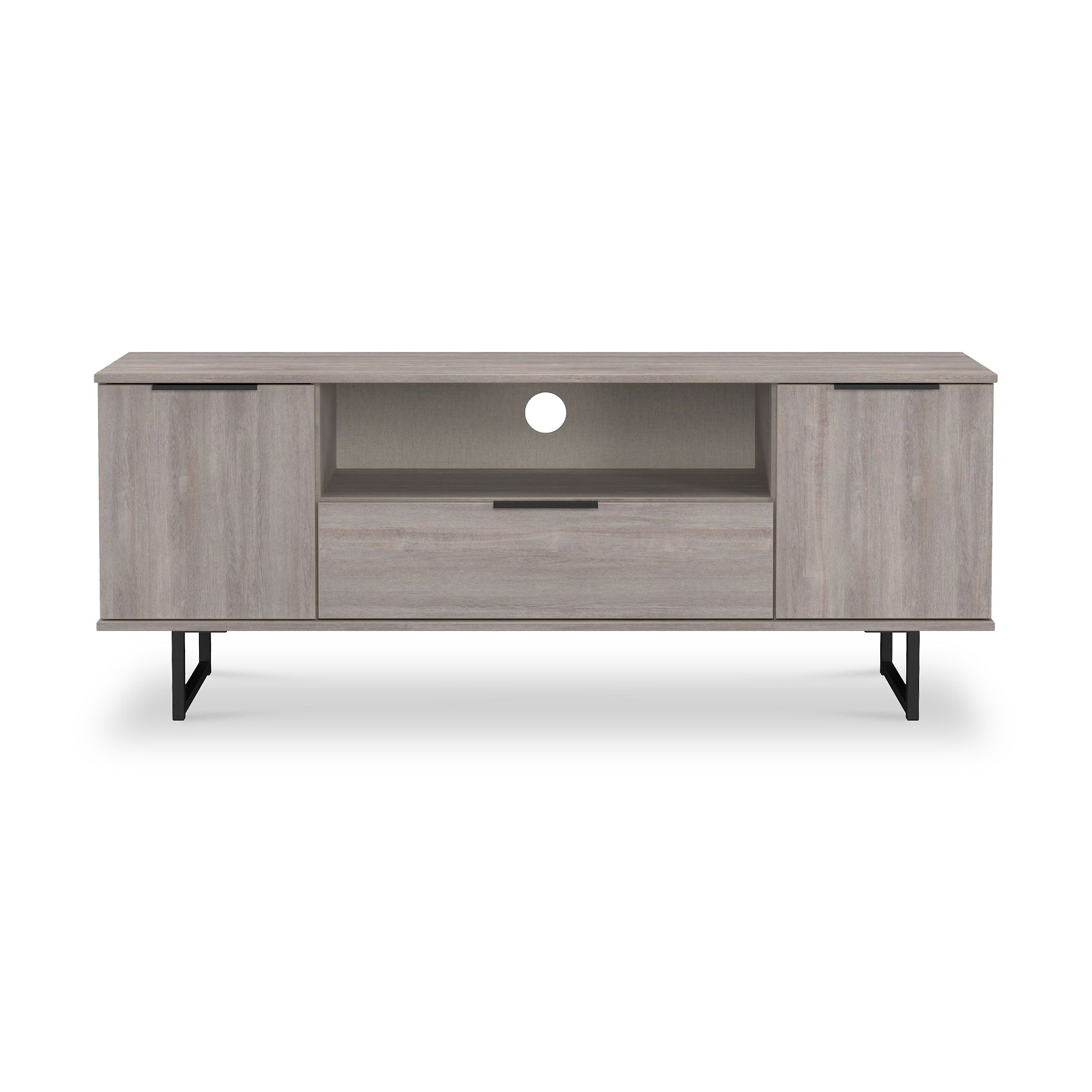 Ashbourne 2 Door 1 Drawer Wide TV Unit Grey Oak from Roseland Furniture