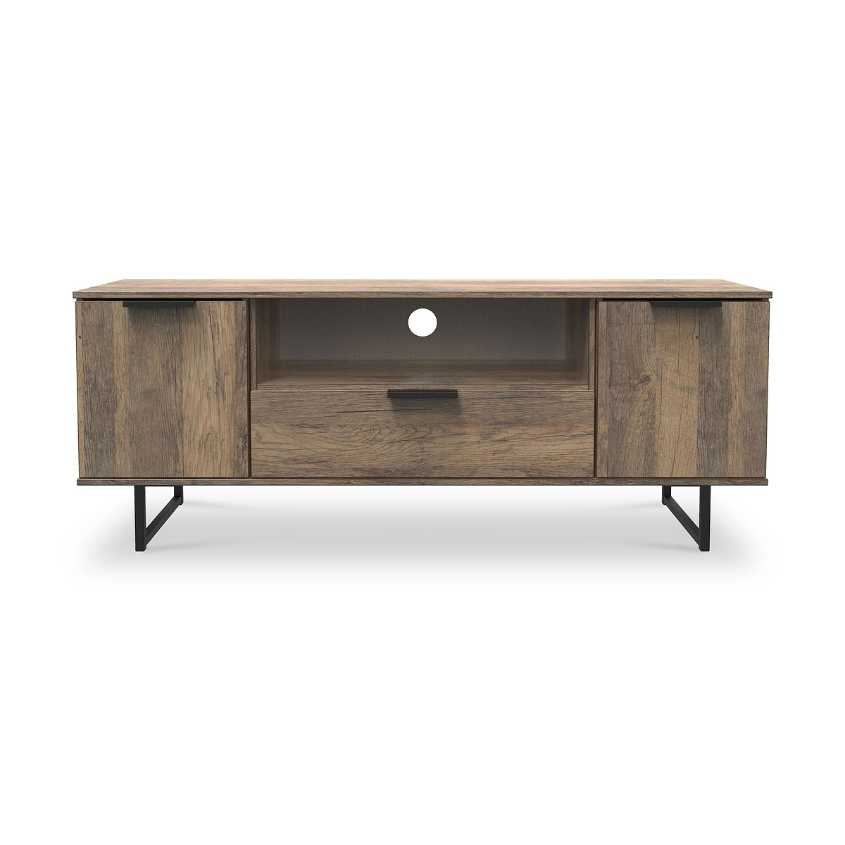 Ashbourne 2 Door 1 Drawer Wide TV Unit Vintage Oak from Roseland Furniture