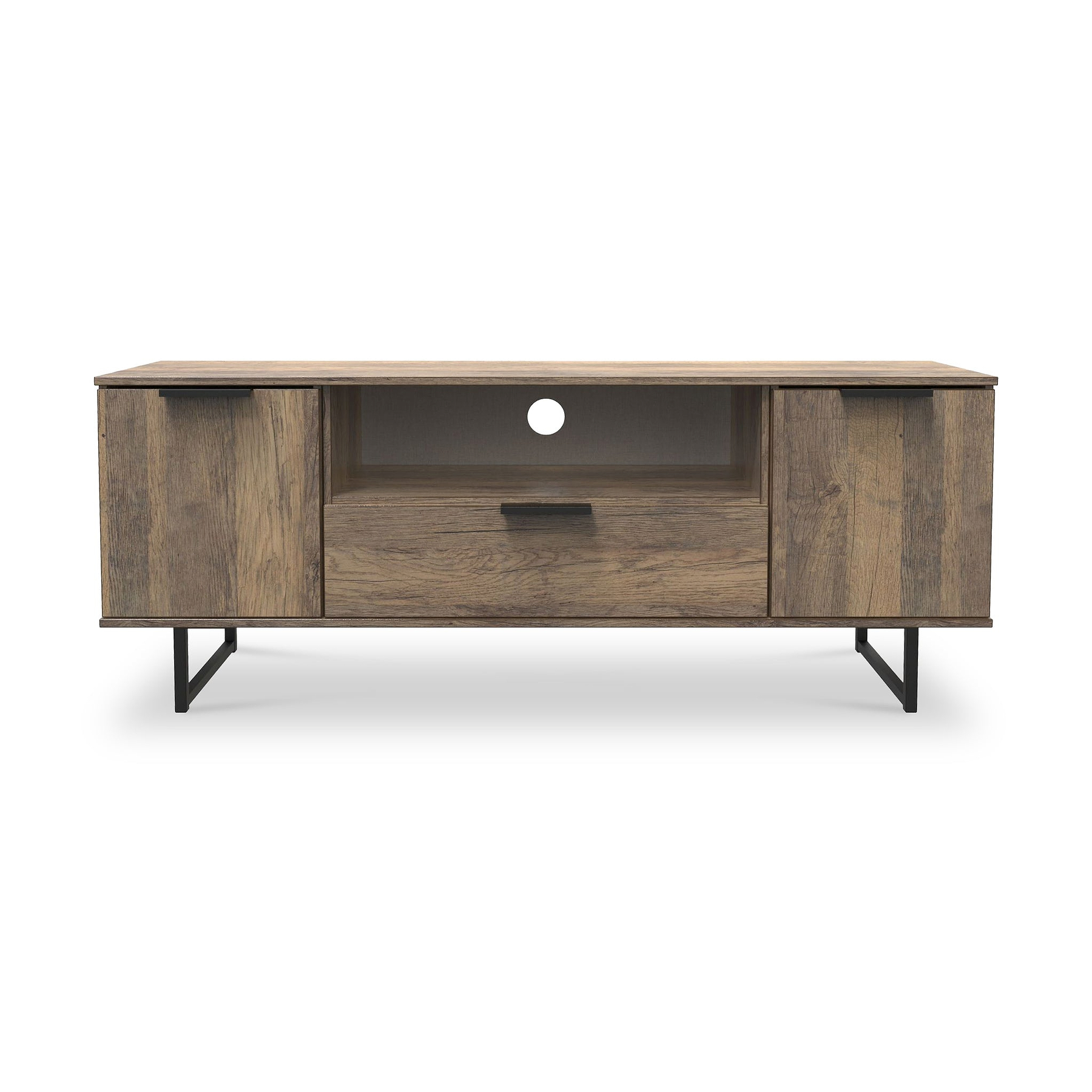 Ashbourne 2 Door 1 Drawer Wide TV Unit Vintage Oak from Roseland Furniture
