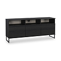 Ashbourne Multi Media TV Unit with Drop Doors Black Ash from Roseland Furniture