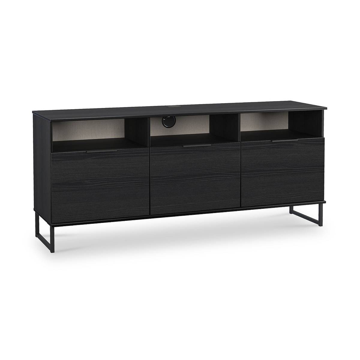 Ashbourne Multi Media TV Unit with Drop Doors Black Ash from Roseland Furniture