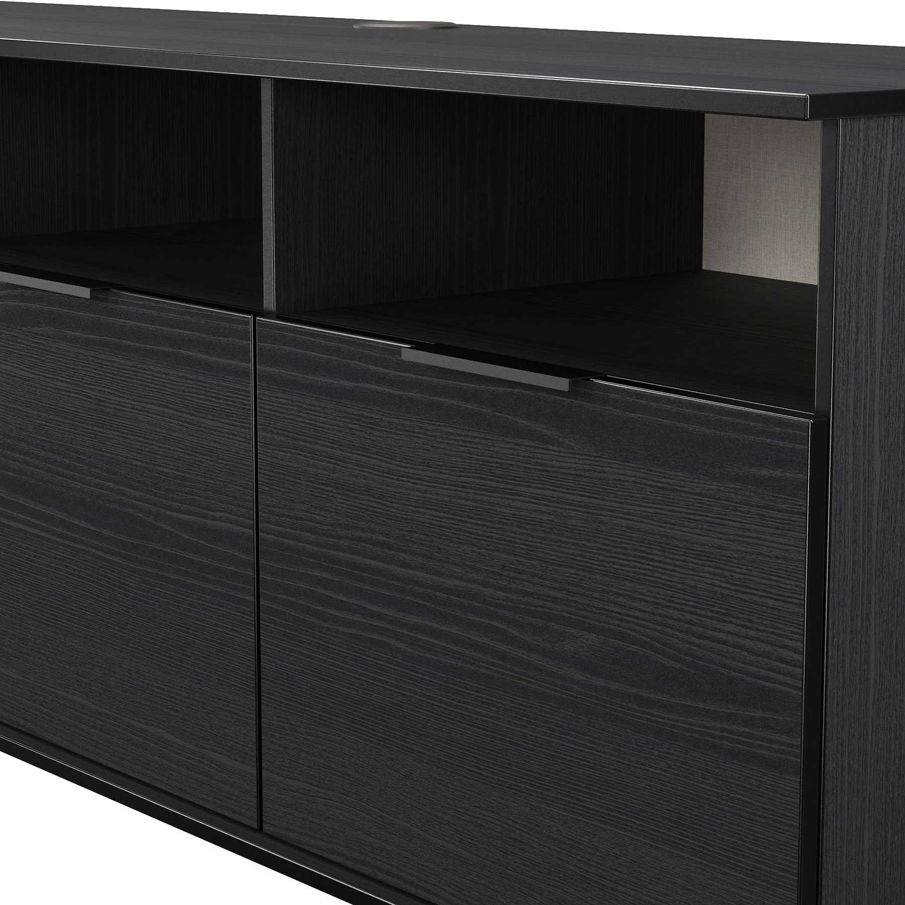 Ashbourne Multi Media TV Unit with Drop Doors Black Ash from Roseland Furniture